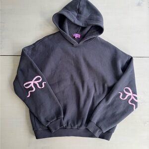 Edikted Gray Hoodie with Pink Bow